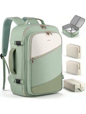 HOTOR Travel Backpack Women, 3 Packing Cubes Carry on Luggage